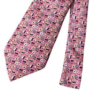 Vineyard Vines Marthas Vineyard Silk Necktie Pink Flags Prep Academia Classic